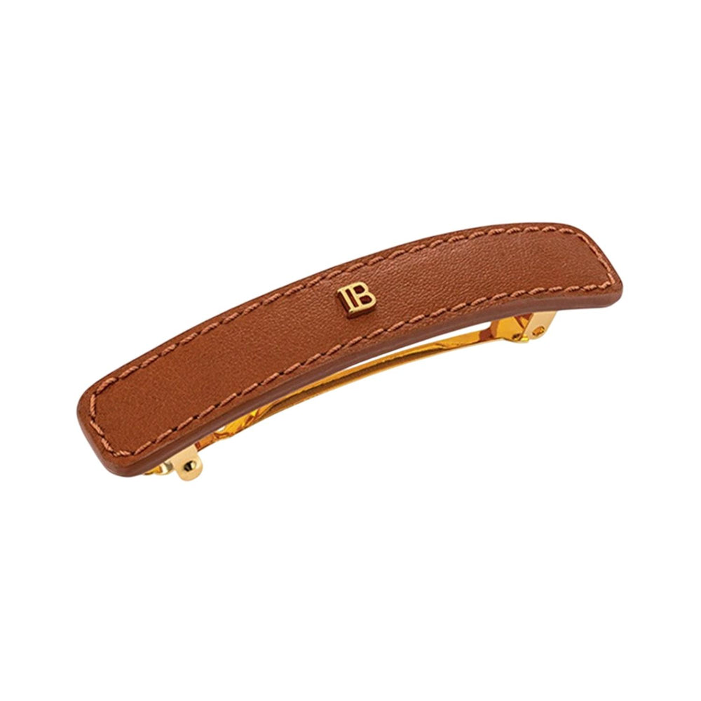 Balmain Riviera Barrette Large Hair Accessory in Cognac