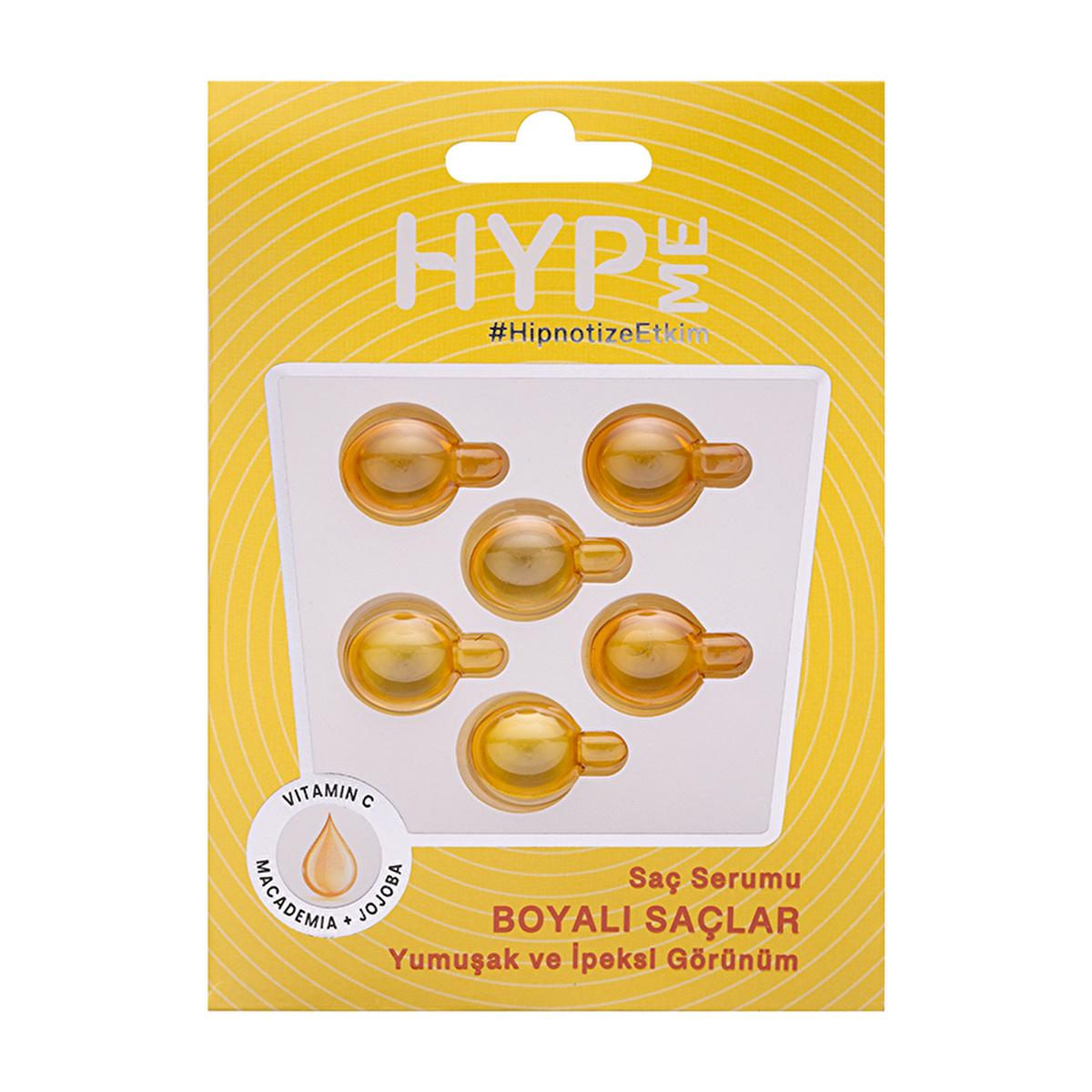 Hyp Me Hair Serum for Colored Hair - Nourishing Vitamin C & Macademia Oil Treatment (6 Capsules) Hyp Me Hair Serum for Colored Hair - Vitamin C & Macademia Oil hair serum, colored hair care, vitamin C hair treatment, Macademia oil hair benefits, dyed hair serum, hair nourishment, hair strengthening, hair shine, hair softness, hair care, cosmetic, beauty product, hair treatment, color-treated hair, chemically treated hair