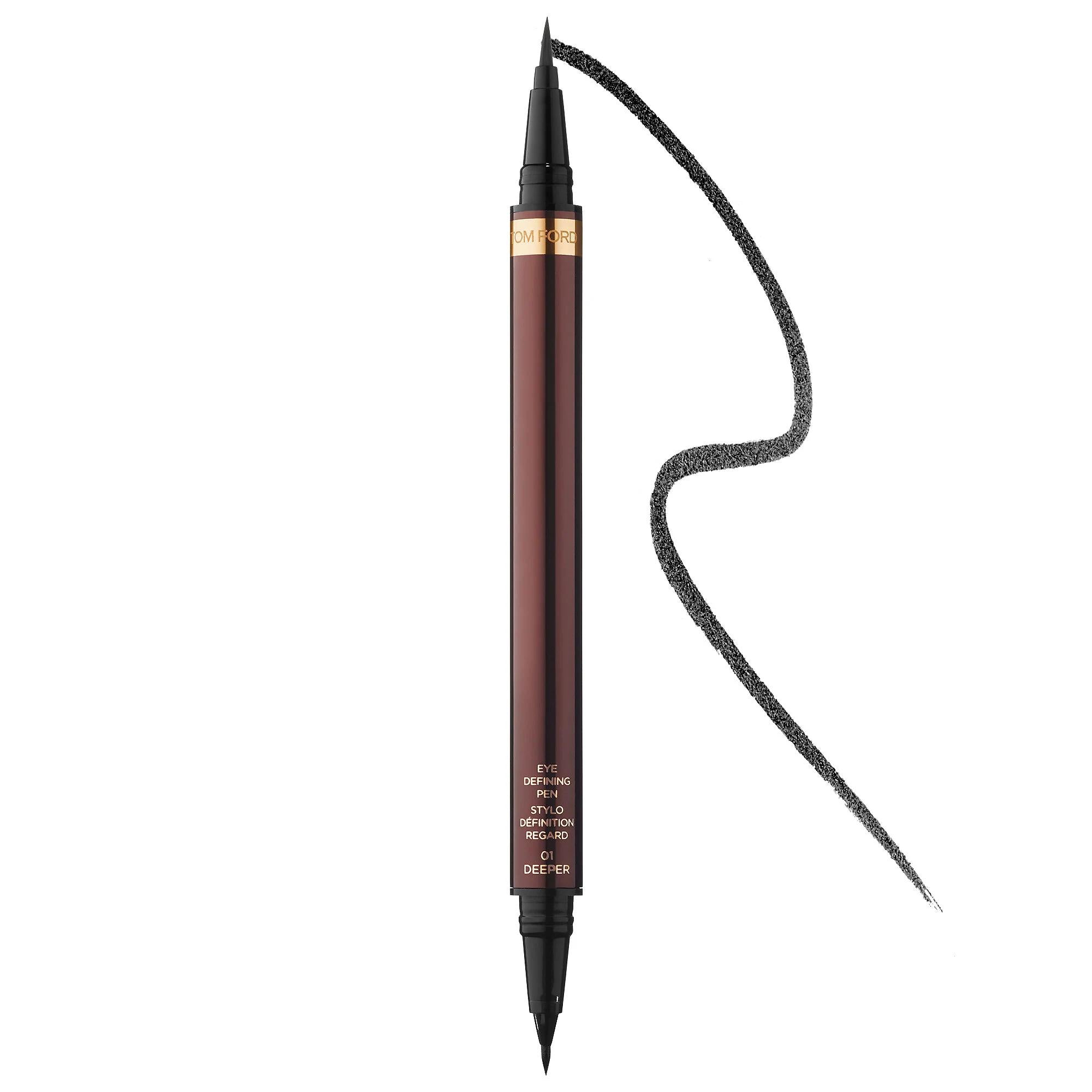 Eye Defining Pen: Dual-Ended Liquid Eyeliner - Create Bold & Precise Lines with Blackest Black, Paraben & Sulfate-Free Formula Eye Defining Pen: Dual Liquid Eyeliner - Bold, Precise Lines liquid eyeliner, dual-ended eyeliner, fine tip eyeliner, brush tip eyeliner, blackest black eyeliner, paraben-free eyeliner, sulfate-free eyeliner, fragrance-free eyeliner, eye defining pen, dramatic wing eyeliner, eyeliner, makeup, eye makeup, cosmetics, fine calligraphy tip, brush tip, black eyeliner, sulfate free, parab
