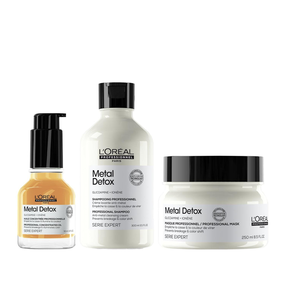 Loreal Professionnel Metal Detox Hair Care Set: Remove Metal Buildup, Protect Color & Prevent Breakage - Salon Grade Detox for Color Treated Hair Loreal Metal Detox Set: Protect Color & Prevent Breakage Loreal Metal Detox, Metal Detox hair care, hair clarifying set, anti-metal hair treatment, Loreal Serie Expert, color treated hair care, hair detox, purifying shampoo, metal buildup hair treatment, salon professional hair care, hair care set, hair treatment, color protection, breakage prevention, salon grade