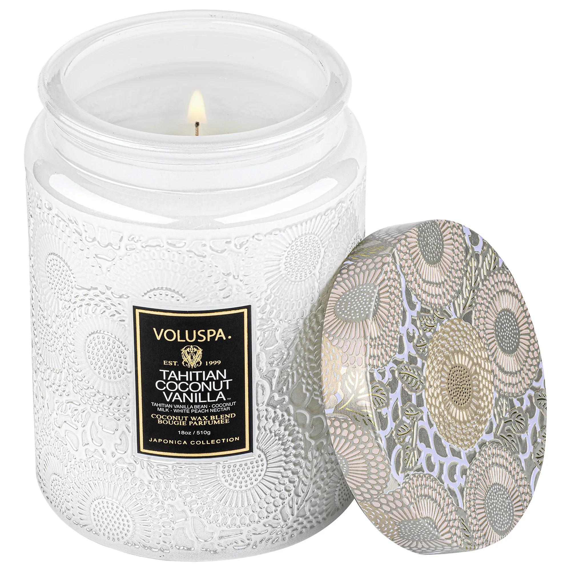 Tahitian Coconut Vanilla Glass Jar Candle - Natural, Clean Burning, Tropical Fragrance for Home Decor Tahitian Coconut Vanilla Candle - Natural & Clean Burning Tahitian Coconut Vanilla Candle, Glass Jar Candle, Natural Candle, Clean Burning Candle, Coconut Wax Candle, Gourmand Fragrance, Home Decor, Tropical Fragrance, Relaxation, Ambient Lighting, Eco-Friendly, Sustainable, Gift Ideas, Aromatherapy, Vanilla Bean, Coconut Milk, White Peach, Warm & Spicy, Gourmand Scents
