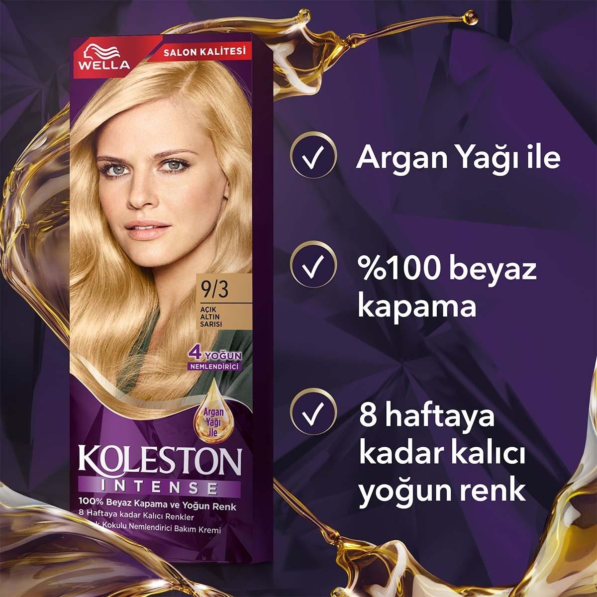 Wella Koleston Intense 9/3: Light Golden Blonde Hair Dye - 100% Gray Coverage, Argan Oil, and Long-Lasting Color Wella Koleston Light Golden Blonde Hair Dye: Gray Coverage & Argan Oil hair dye, permanent hair color, gray coverage hair dye, argan oil hair color, Wella Koleston hair dye, light golden blonde hair dye, at home hair color, long lasting hair color, hair coloring kit, hair dye with argan oil, hair color, hair coloring, blonde hair dye, golden blonde hair, light blonde hair, hair treatment, argan o