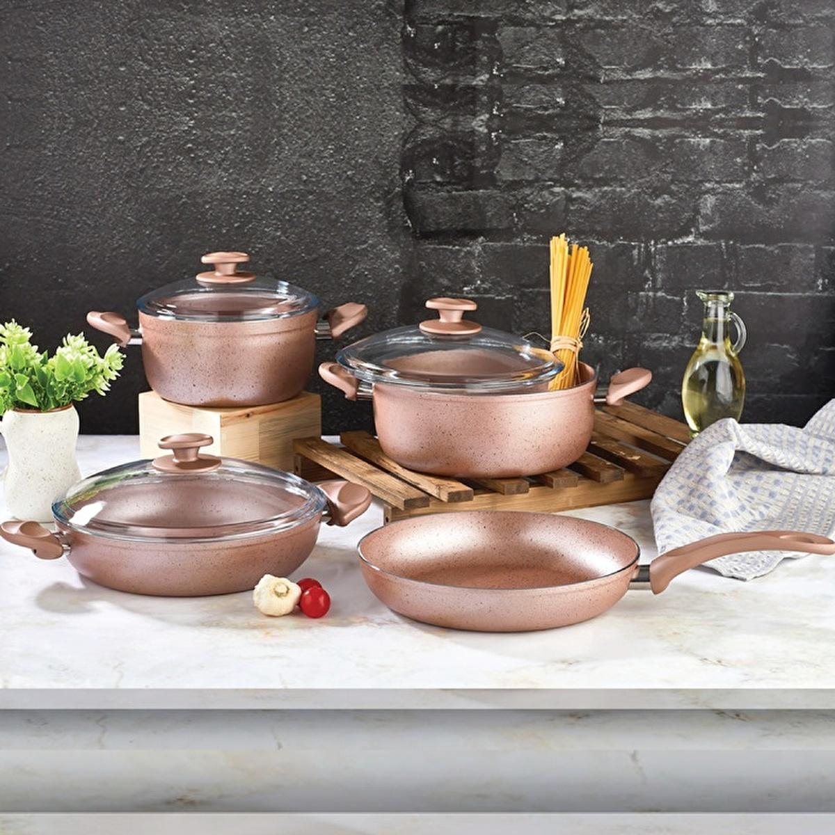 Papilla Pink Tuscany 7-Piece Non-Stick Cookware Set - Durable Aluminium Pots and Pans with Ergonomic Design Papilla Pink Tuscany 7-Piece Cookware Set - Non-Stick Aluminium Pots and Pans Non-stick cookware set, Aluminium pots and pans, Tuscany cookware, 7-piece cookware set, PFOA-free cookware, Cookware, Kitchen Essentials, Cooking Utensils, Home Cooking, Durable Cookware, Ergonomic Design