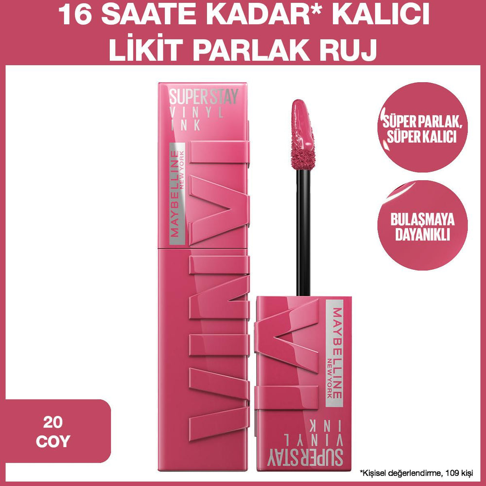 Maybelline New York Super Stay Vinyl Ink Long-Lasting Liquid Lipstick, High Shine Finish, Smudge-Resistant - 20 Coy - view 5