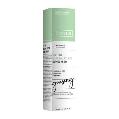 Skin401 SPF50+ Mineral Filter Sunscreen - Vegan, Cruelty-Free, Centella Asiatica Extract - 1.69 fl oz Skin401 SPF50+ Mineral Sunscreen - Vegan &amp; Cruelty-Free mineral sunscreen, SPF 50+ sun protection, vegan skincare, cruelty-free cosmetics, Centella Asiatica extract sunscreen, sun protection, skincare, vegan products, cruelty-free products, sensitive skin friendly, outdoor activities, daily sun protection