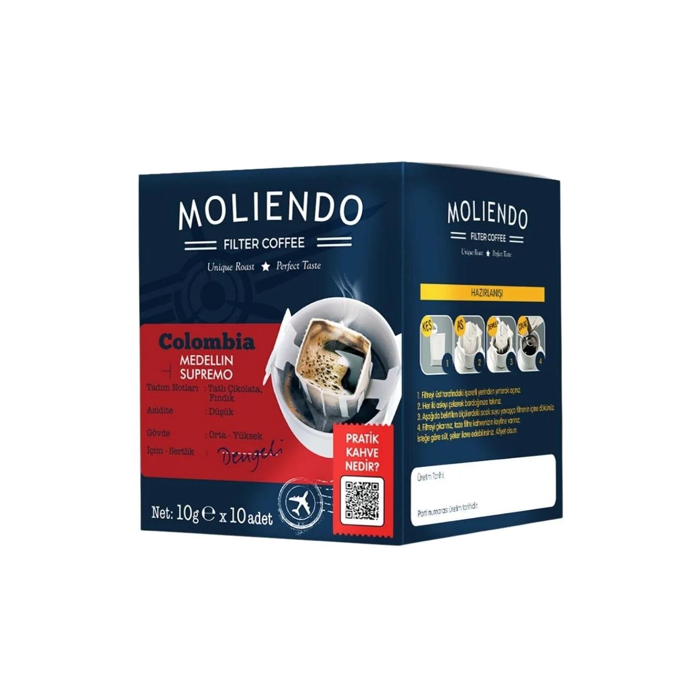Moliendo Colombia Medellin Supremo Drip Coffee 10-Pack