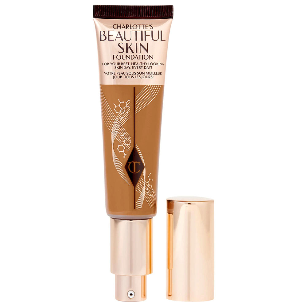 Charlotte Tilbury Beautiful Skin Medium Coverage Liquid Foundation - 16 Hour Wear, Hydrating, Natural Finish, Vegan & Cruelty-Free Charlotte Tilbury Liquid Foundation - 16 Hour Wear & Hydrating liquid foundation, medium coverage foundation, hyaluronic acid foundation, natural finish foundation, vegan cosmetics, cruelty-free cosmetics, Charlotte Tilbury, Beautiful Skin Foundation, long-lasting foundation, skincare-infused makeup, pore minimizing foundation, brightening foundation, hydrating foundation
