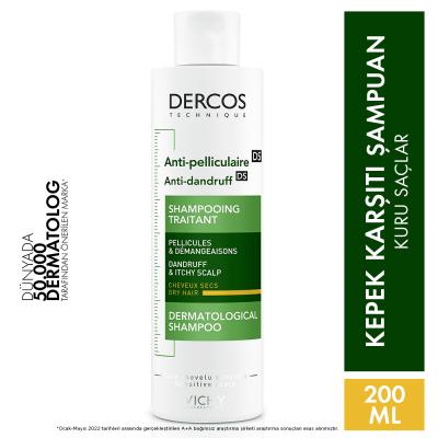 Vichy Dercos Anti-Dandruff Shampoo for Dry Hair - Salicylic Acid, Paraben-Free - Soothes Itching Scalp & Eliminates Flakes Vichy Dercos Anti-Dandruff Shampoo - Dry Hair & Itch Relief anti-dandruff shampoo, dandruff shampoo for dry hair, dry scalp shampoo, salicylic acid shampoo, paraben-free shampoo, itching scalp relief, dermatological shampoo, Vichy Dercos, kepek şampuanı, anti dandruff, dry hair, itchy scalp, flaky scalp, scalp treatment, dandruff control, moisturizing shampoo, hydrating shampoo, sensiti
