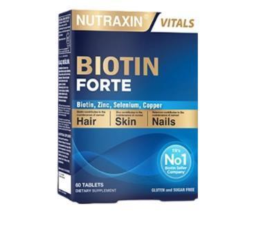 Nutraxin Biotin Forte 60 Tablets - Hair Growth Support & Skin Health Supplement - Vitamin & Supplement