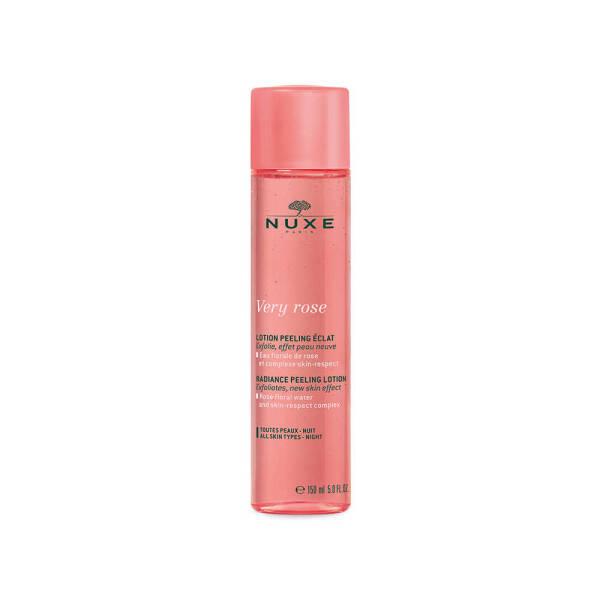 nuxe very rose radiance peeling lotion bottle, nuxe very rose peeling lotion 150ml on display Nuxe Very Rose Radiance Peeling Lotion - Gentle Exfoliation | 150ml Nuxe Very Rose Radiance Peeling Lotion - 150ml nuxe, peeling-lotion, skincare, exfoliating-lotion, rose-water, radiance, gentle-exfoliation, night-care, ai-generated, all-skin-types