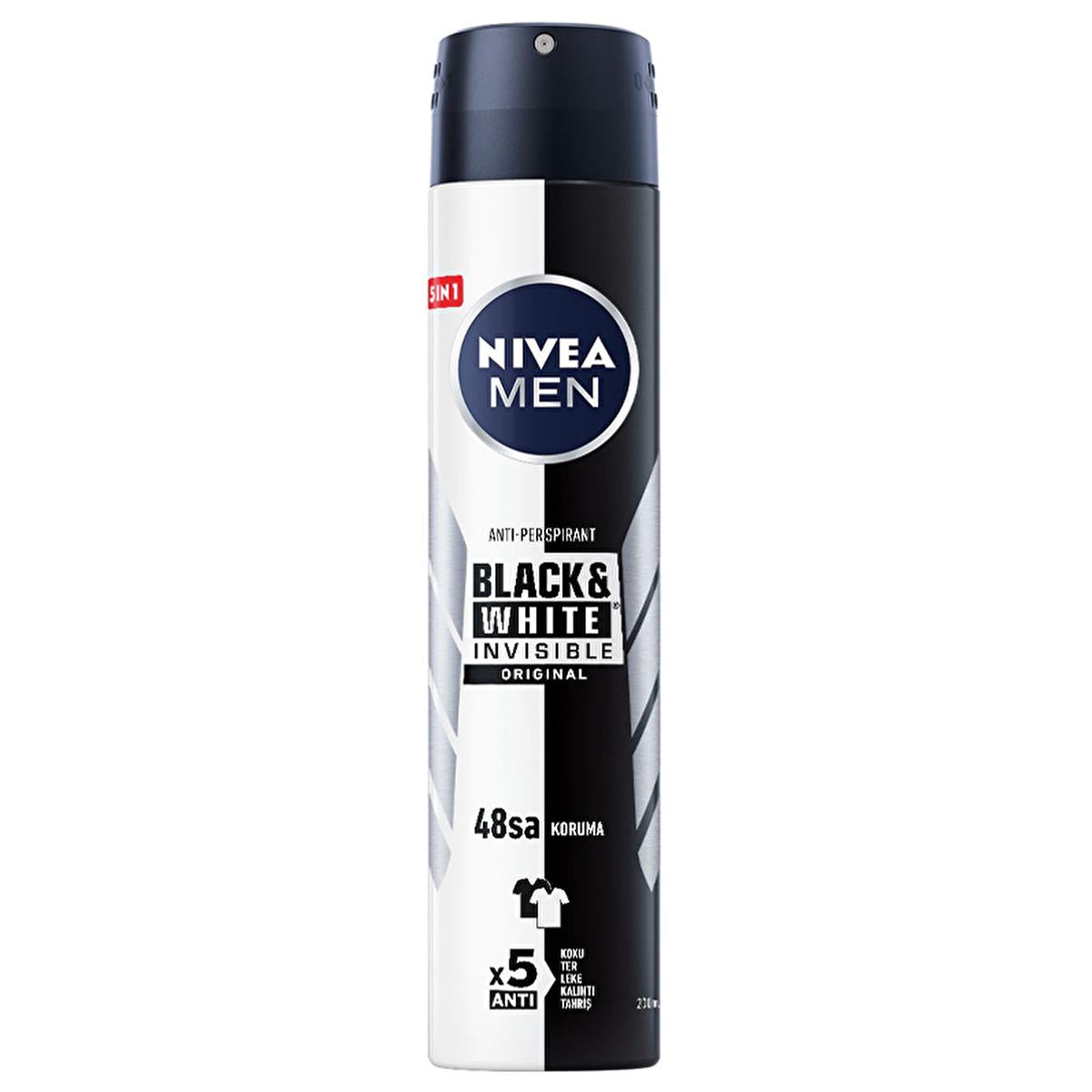 Nivea Men Black & White Invisible: 48H Anti-Stain Deodorant Spray - No White Marks, Yellow Stains - Alcohol Free, Dermatologically Approved Nivea Men Anti-Stain Deodorant: No White Marks! men's deodorant, anti-stain deodorant, white mark protection, yellow stain protection, 48 hour deodorant, alcohol free deodorant, Nivea deodorant, men's deodorant spray, invisible deodorant, black and white deodorant, deodorant for men, sweat protection, odor control, sensitive skin deodorant, dermatologically tested, powd