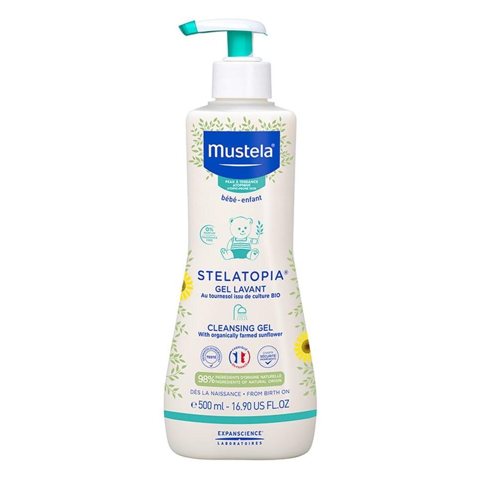 Mustela Stelatopia Cleansing Gel for Dry Skin - Natural, Vegan Baby Skincare, Gentle Cleansing for Infants - view 2