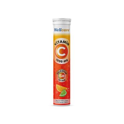 Wellcare Vitamin C Effervescent Tablets - 1000mg Vitamin C & 55mcg Selenium, Immune System Support, Orange Flavored Wellcare Vitamin C Effervescent Tablets - Immune Support Vitamin C supplement, Effervescent tablets, Selenium supplement, Immune system support, Antioxidant supplement, Health supplements, Dietary supplements, Orange flavored, Adults, Children over 11, Wellness, Health conscious, Immune health, Vitamin C, Selenium, Effervescent, Supplements for immune system