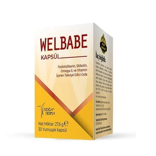 DoğaDerma Welbabe: Cognitive Support Supplement with Fosfotidilserin, Sitikolin, Omega 3 & Vitamin B12 - Boost Brain Health & Focus - 30 Softgel Capsules DoğaDerma Welbabe: Boost Brain Health & Focus with Fosfotidilserin Welbabe, Fosfotidilserin supplement, Sitikolin supplement, Omega 3 supplement, Vitamin B12 supplement, Dietary supplement for adults, Cognitive support supplement, Brain health supplement, DHA EPA supplement, Softgel capsules, Fosfatidilkolin, B vitamins, brain supplement, memory support, f