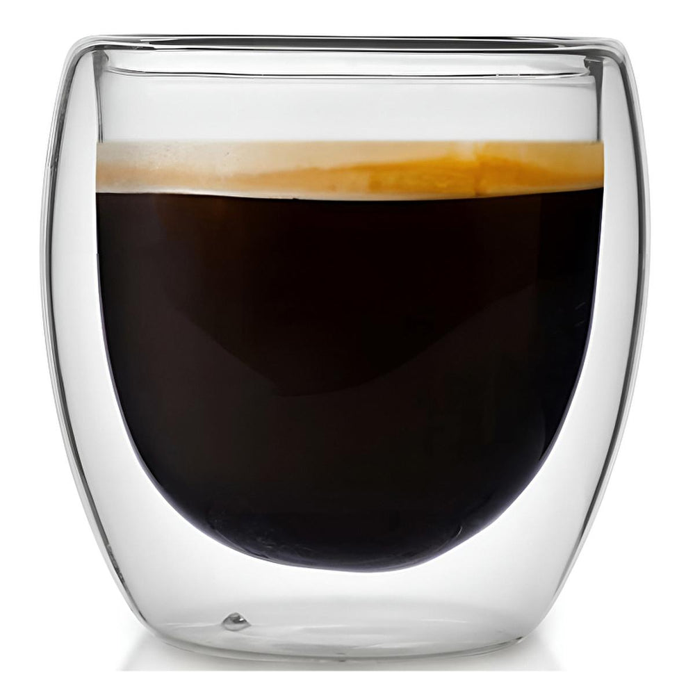 Lia Double-Walled Glass Mug Set - 7.45 fl oz, Vacuum Insulated, Borosilicate Glassware - Food & Candy