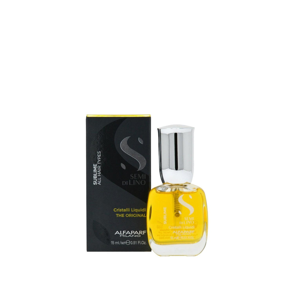 Alfaparf Semi Di Lino Sublime Cristalli Liquidi Hair Serum: Ultimate Shine, Frizz Control & Smoothing Treatment - 0.51 fl oz Alfaparf Hair Serum: Shine, Frizz Control - Cristalli Liquidi hair serum, shine serum, frizz control, hair smoothing serum, Alfaparf Semi Di Lino, Cristalli Liquidi, hair shine treatment, damaged hair serum, hair care, shine, smoothness, frizz, flyaways, manageability, healthy hair, vibrant hair, travel size, on-the-go, convenient, lightweight, non-greasy, women's hair care, hair styl