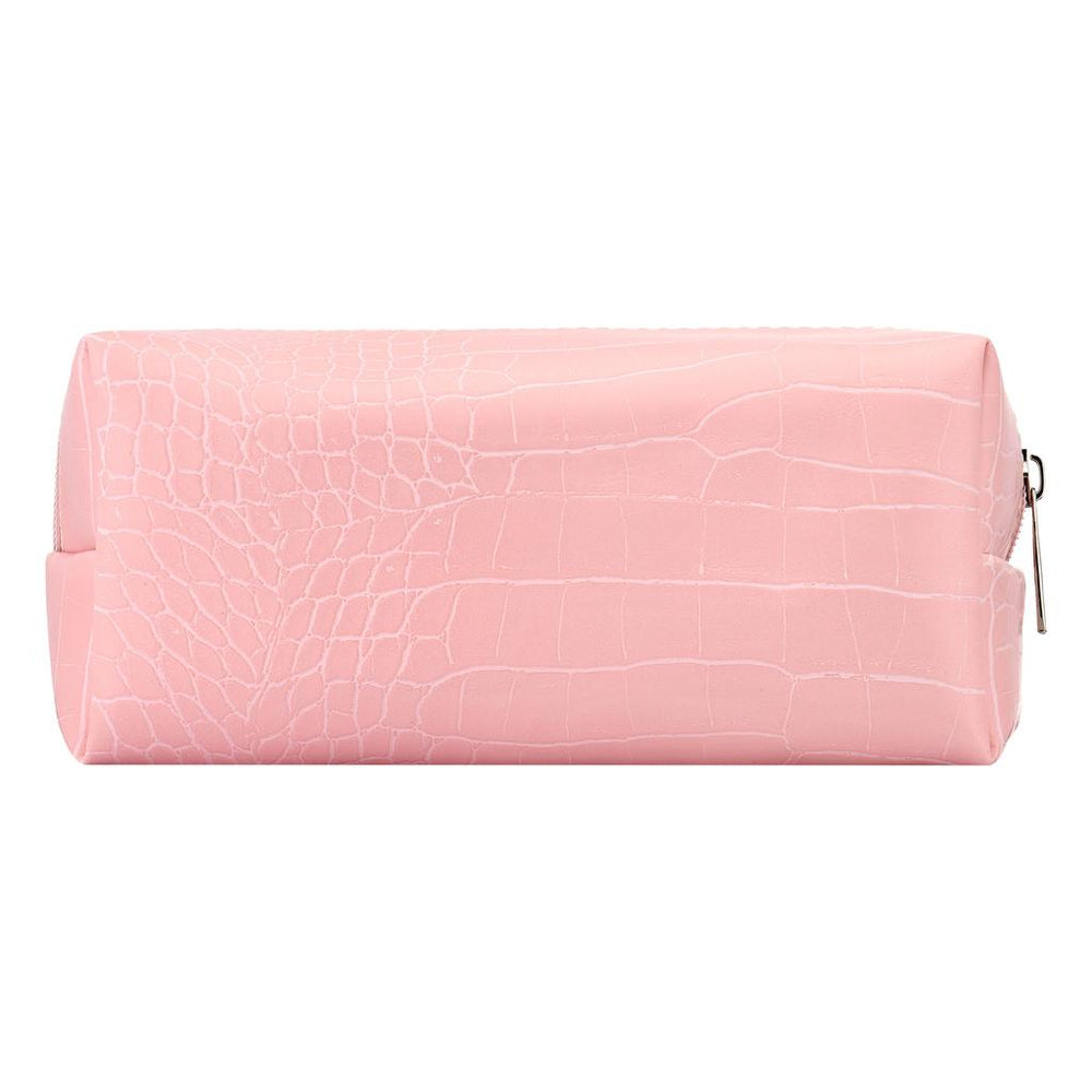 Eklips Croco Makeup Bag Powder Pink Textured Cosmetic Case
