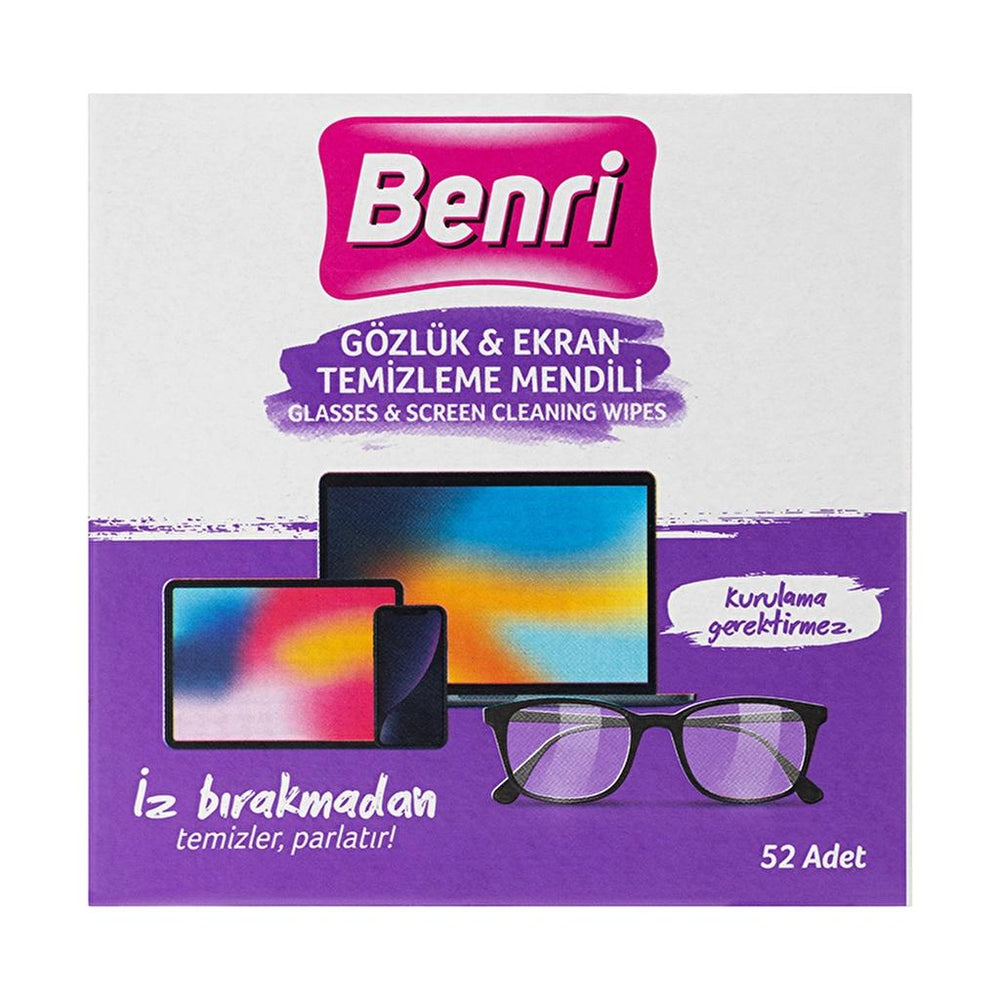 Benri Eyeglass & Screen Cleaning Wipes 52 Pack