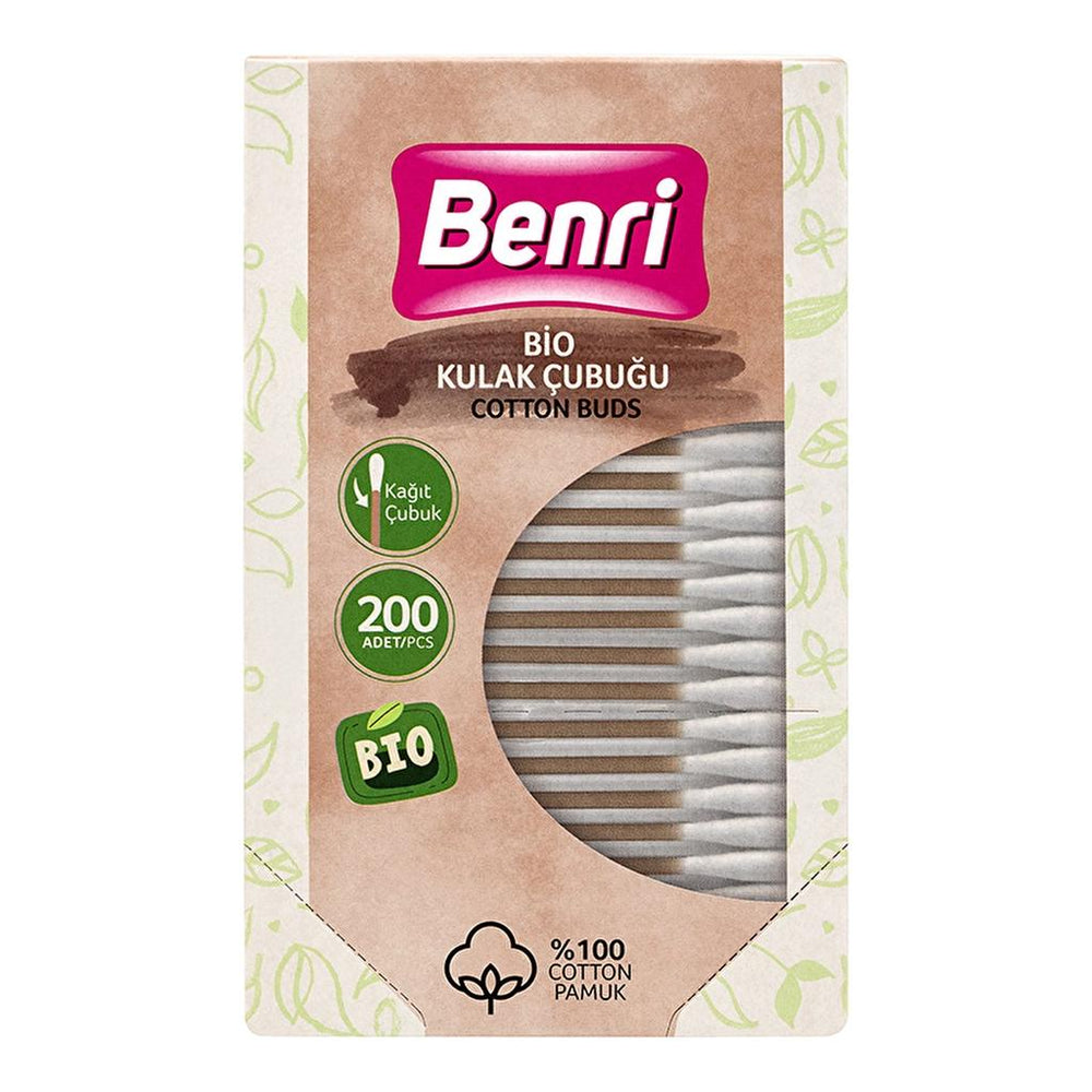 Benri Bio Cotton Swabs for Gentle Daily Care 200 Count