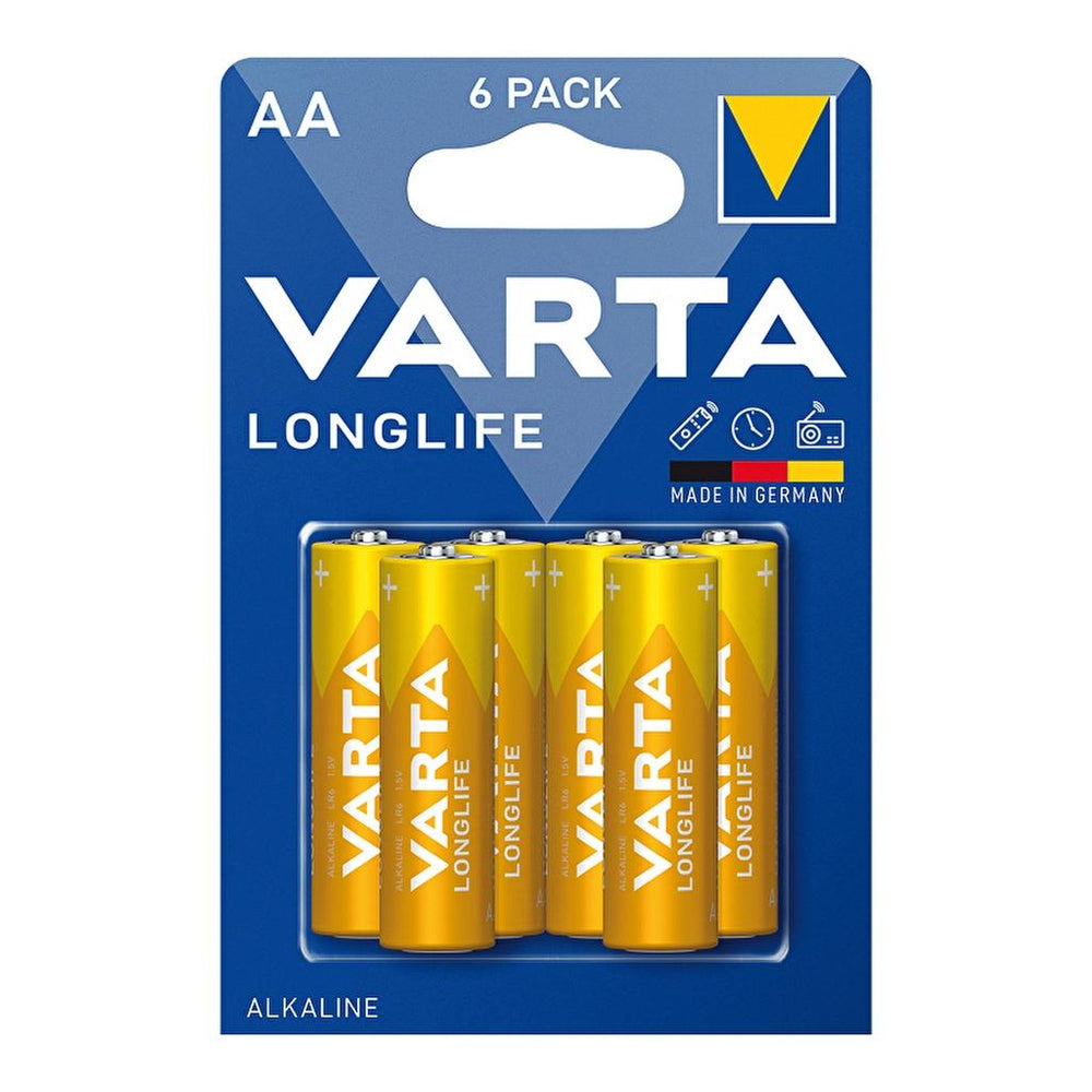 Varta Longlife AA Alkaline Batteries for Low-Drain Devices 6 Pack