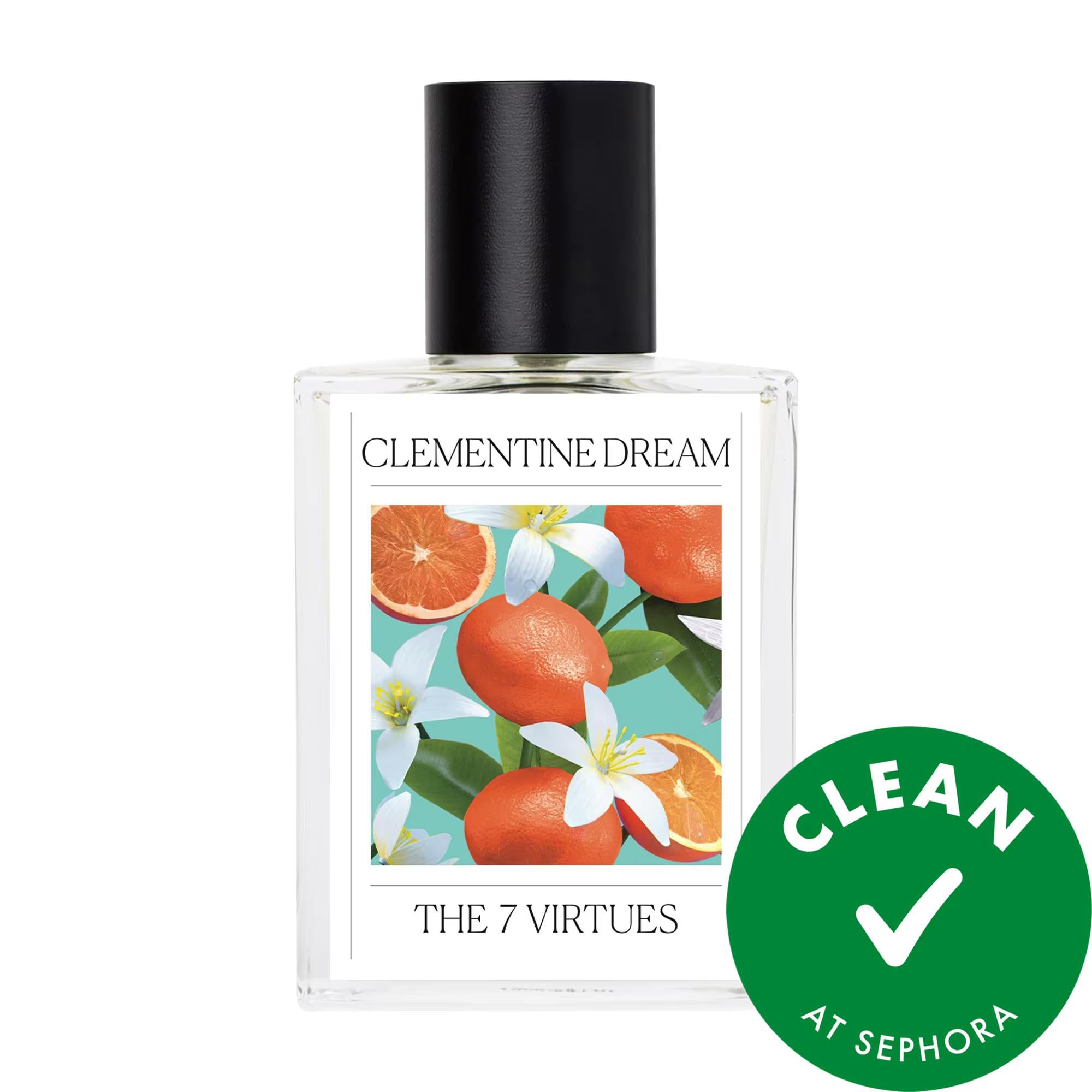 The 7 Virtues Clementine Dream Eau de Parfum - Long-Lasting, Clean, Vegan Citrus Fragrance for Women The 7 Virtues Clean Citrus Eau de Parfum - Long Lasting & Vegan clean perfume, long-lasting fragrance, citrus scent perfume, hypoallergenic fragrance, vegan perfume, sustainable fragrance, cruelty-free perfume, women's perfume, fresh citrus fragrance, eco-friendly cosmetics, Leaping Bunny certified, B-Corporation, daily wear perfume, fragrance for sensitive skin