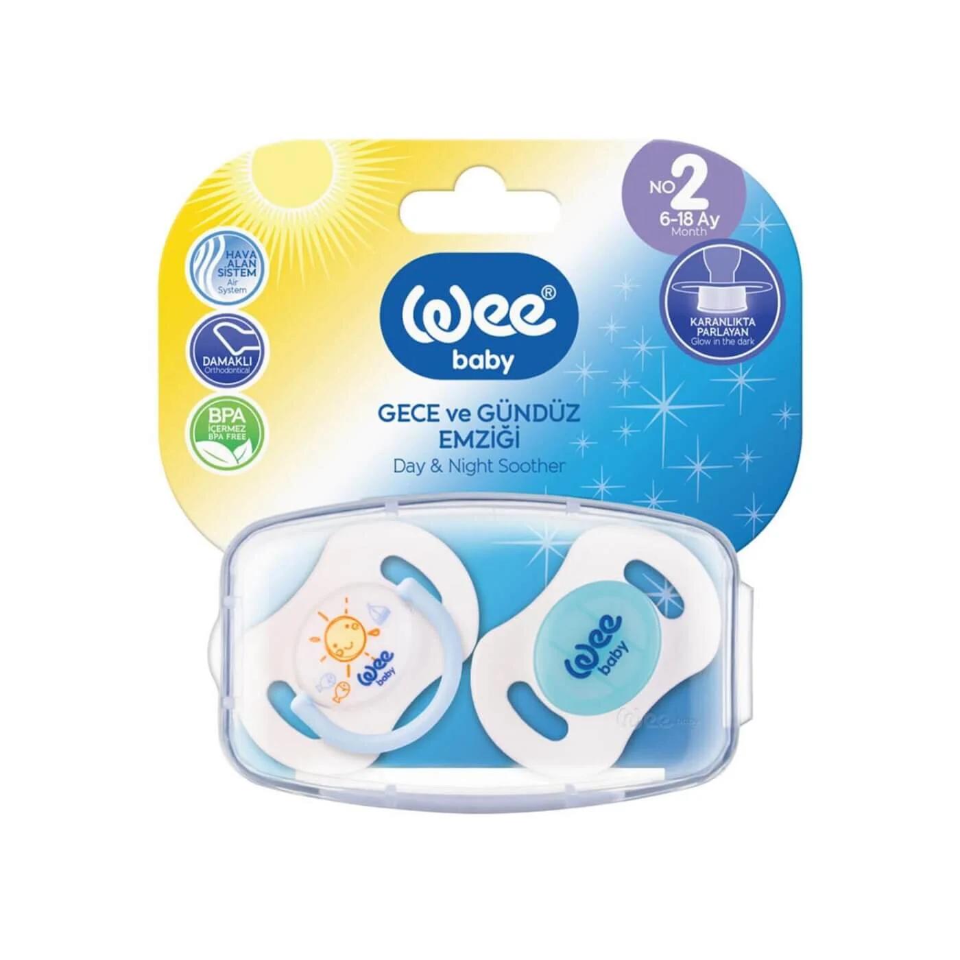 Wee Baby Day &amp; Night Pacifier Set with Case Size 2 - 2 Pack