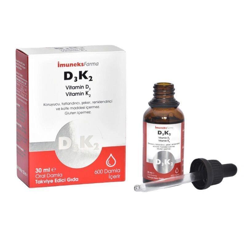 İmuneks Vitamin D3 K2 Drops: Enhance Bone Health & Boost Immunity - 30ml Liquid Vitamin D Supplement İmuneks Vitamin D3 K2 Drops: Bone & Immune Support Vitamin D3 K2 drops, Vitamin D supplement, Vitamin K2 supplement, Bone health supplement, Immune support vitamin, Liquid vitamin D3K2, Children's Vitamin D3K2, Adult Vitamin D3K2, Vitamin D3 drops, Vitamin K2 drops, Vitamin D, Vitamin K2, Bone health, Immune support, Liquid vitamin, D3 supplement, K2 supplement, Calcium absorption, Cardiovascular health, Hea
