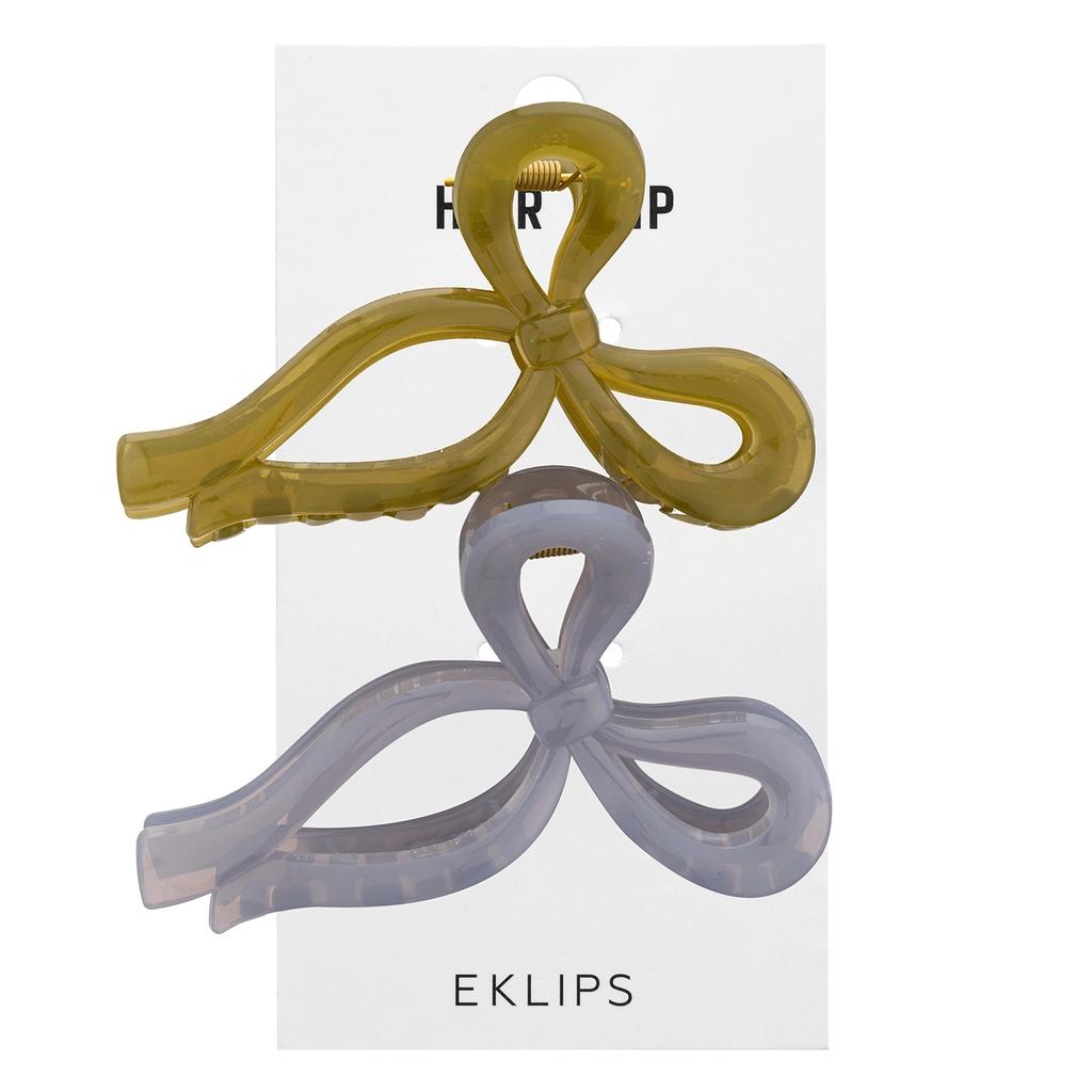 Eklips Frosted Ribbon Claw Clip Green &amp; Blue 1 pc