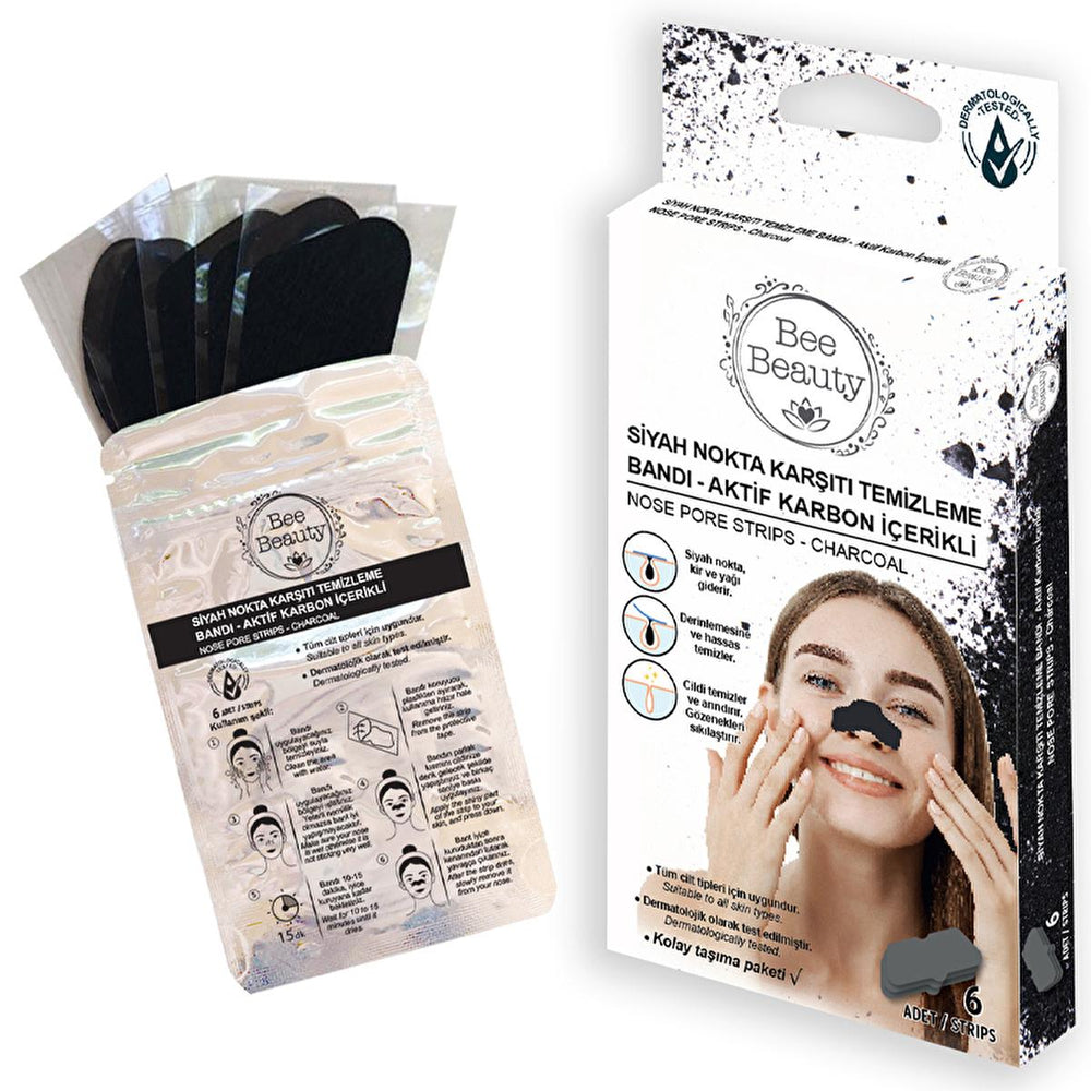 Bee Beauty Activated Charcoal Blackhead Removal Strips - 6 Pack, Dermatologically Tested for Deep Cleansing & - view 2