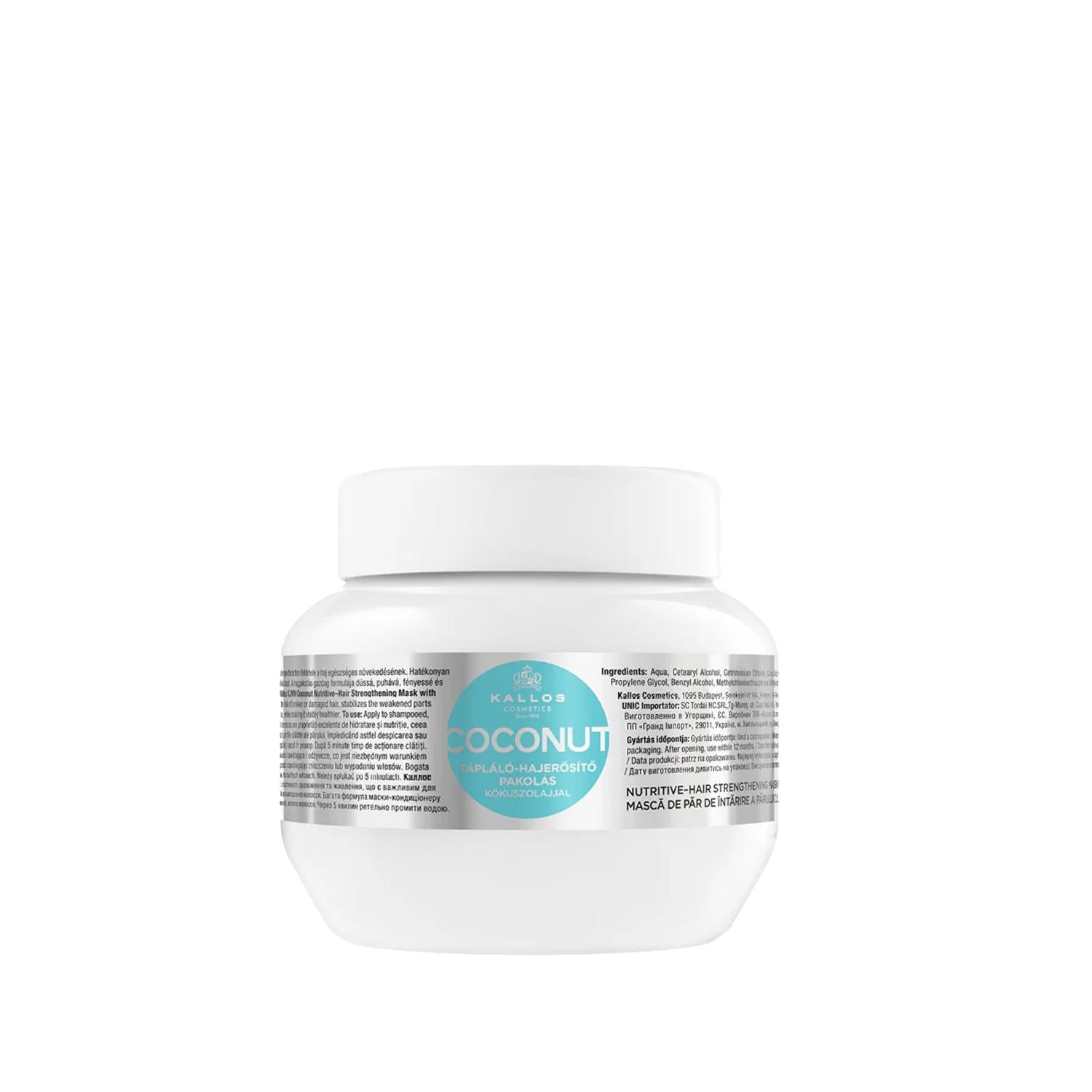 Kallos Cosmetics Coconut Hair Mask - Nourishing &amp; Strengthening 275ml - Coconut Hair Treatment for Dry Hair Kallos Coconut Hair Mask - Nourish &amp; Strengthen coconut hair mask, nourishing hair care, Kallos Cosmetics, hair strengthening mask, coconut hair treatment, hair nourishment, hair care products, coconut-based hair mask, hair repair, dry hair solution, damaged hair care, hair growth, hair health, hair resilience