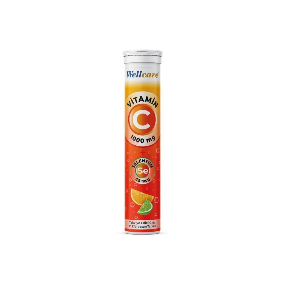 Wellcare Vitamin C 1000 mg Effervescent Tablets - Immune System Support & Energy Boost Wellcare Vitamin C 1000 mg Effervescent Tablets - Boost Immunity Vitamin C supplement, Effervescent tablets, Immune system support, Dietary supplement, Selenium with Vitamin C, Health and wellness, Energy boost, Antioxidant support, Orange flavor, Adults, Athletes, Fitness enthusiasts