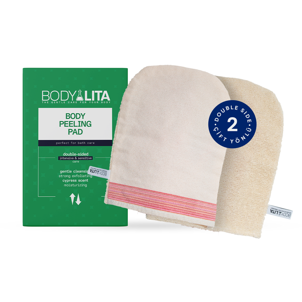 BodyLita Dual-Sided Bamboo & Silk Bath Loofah, Exfoliating & Smoothing Body Pouf