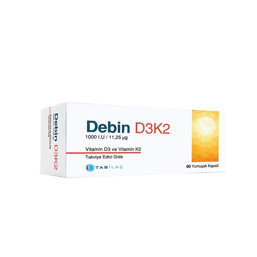 Debin Vitamin D3 and K2 Supplement - 60 Capsules for Bone Health and Immune Support - Vitamin & Supplement