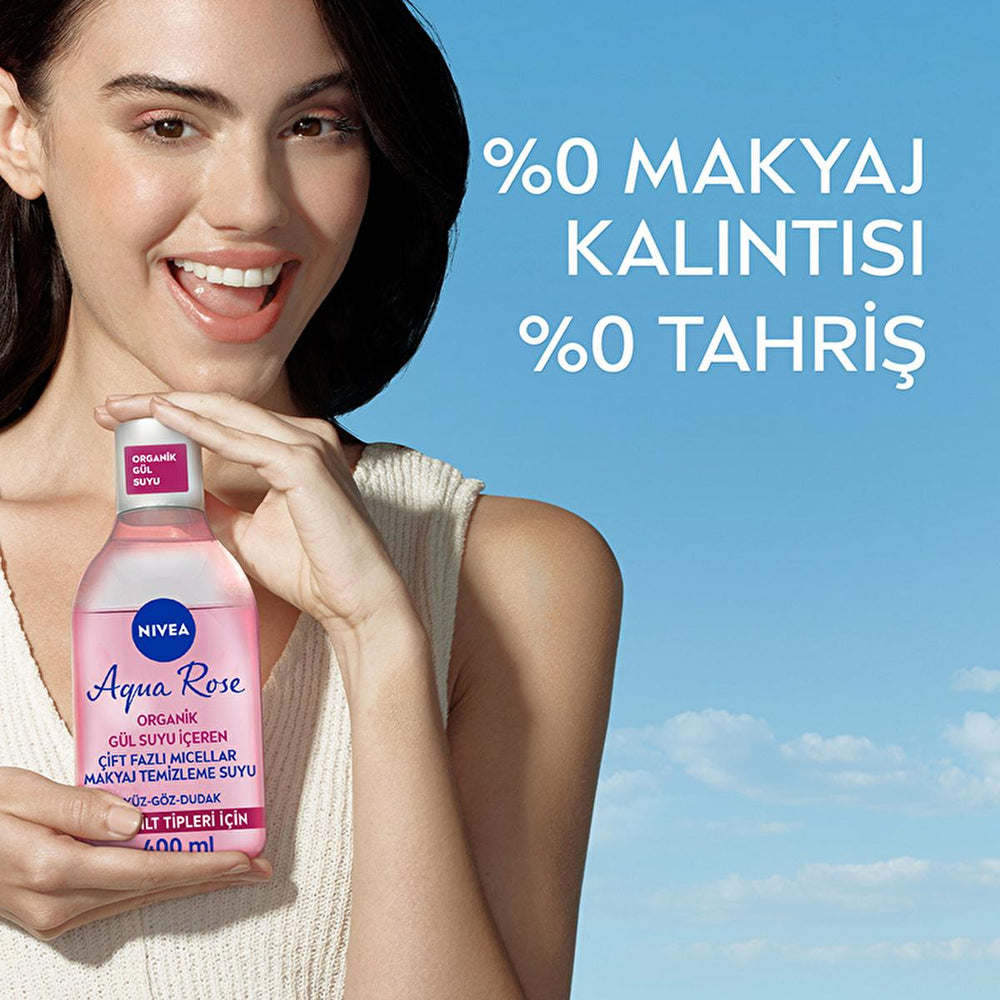 NIVEA Aqua Rose Micellar Makeup Remover - Gentle & Effective Dual-Phase Formula (13.53 fl oz) - view 3