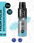 Fa Men Fresh Pulse Deodorant Spray for Men - 150ml, Anti-Perspirant Protection & Fresh Scent Fa Men Fresh Pulse Deodorant Spray - 150ml Men's deodorant spray, Anti-perspirant for men, Fresh scent deodorant, Personal hygiene products for men, Deodorant spray 150ml, Men's grooming, Fragrance for men, Anti-perspirant spray, Deodorant for active men, Men's personal care