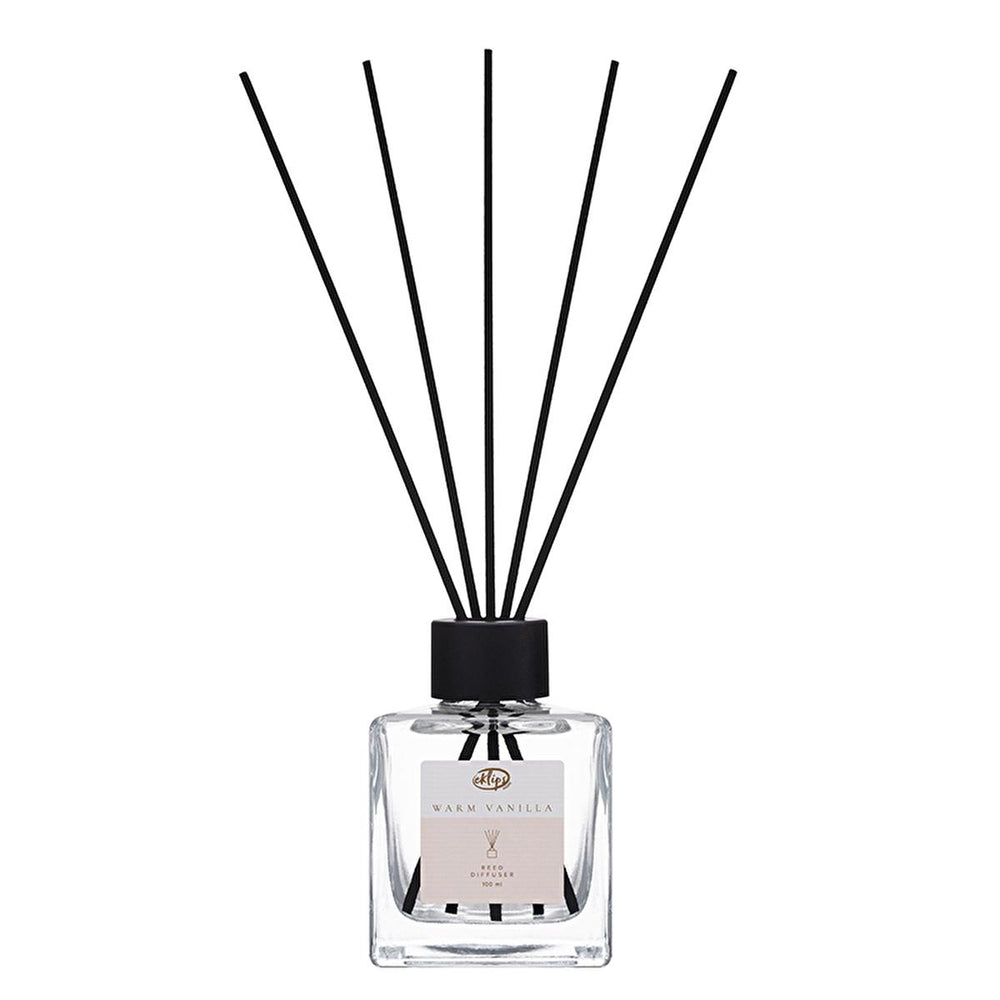 Eklips Reed Diffuser Warm Vanilla - 100ml Home Fragrance with 240mm Reed Sticks - Air Freshener