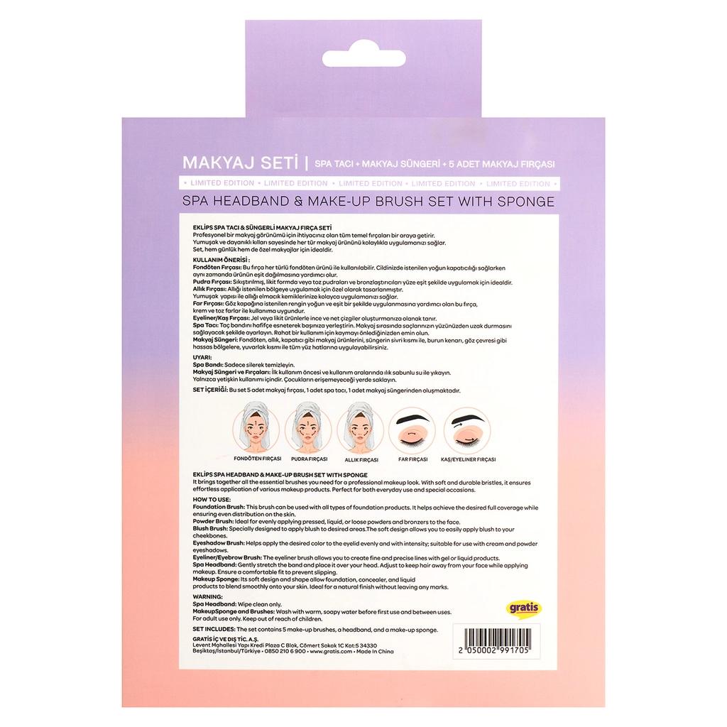 Eklips Spa Headband &amp; Sponge Makeup Brush Set