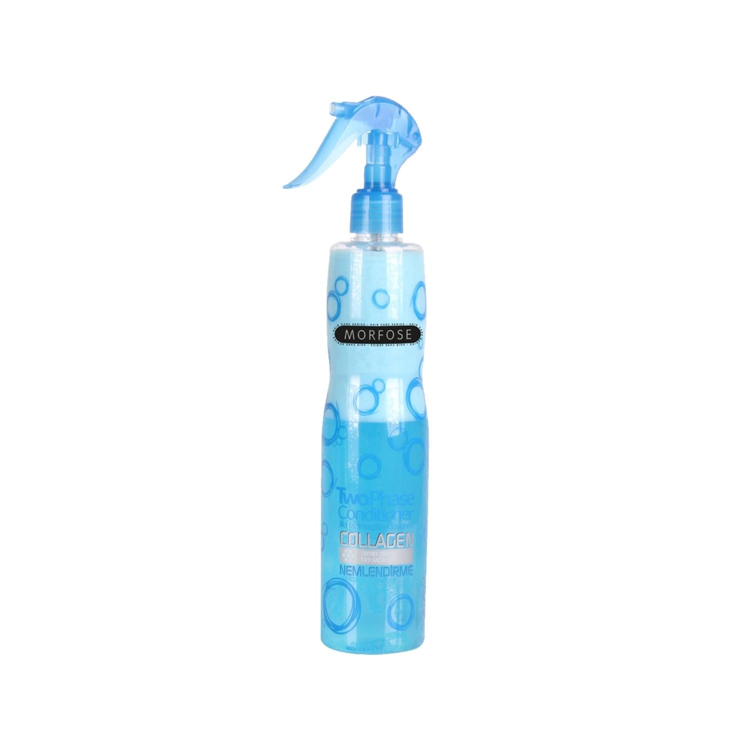 Morfose Two-Phase Hair Detangler Spray, 400ml - Blue - Easy Combing Solution for Tangles Morfose 2-Phase Detangler Spray - Easy Hair Combing hair detangler, two-phase hair detangling spray, blue hair care product, 400ml hair detangling solution, easy hair combing product, hair care, detangling spray, Morfose, hair management, tangled hair solution, long hair care, curly hair products, daily hair care