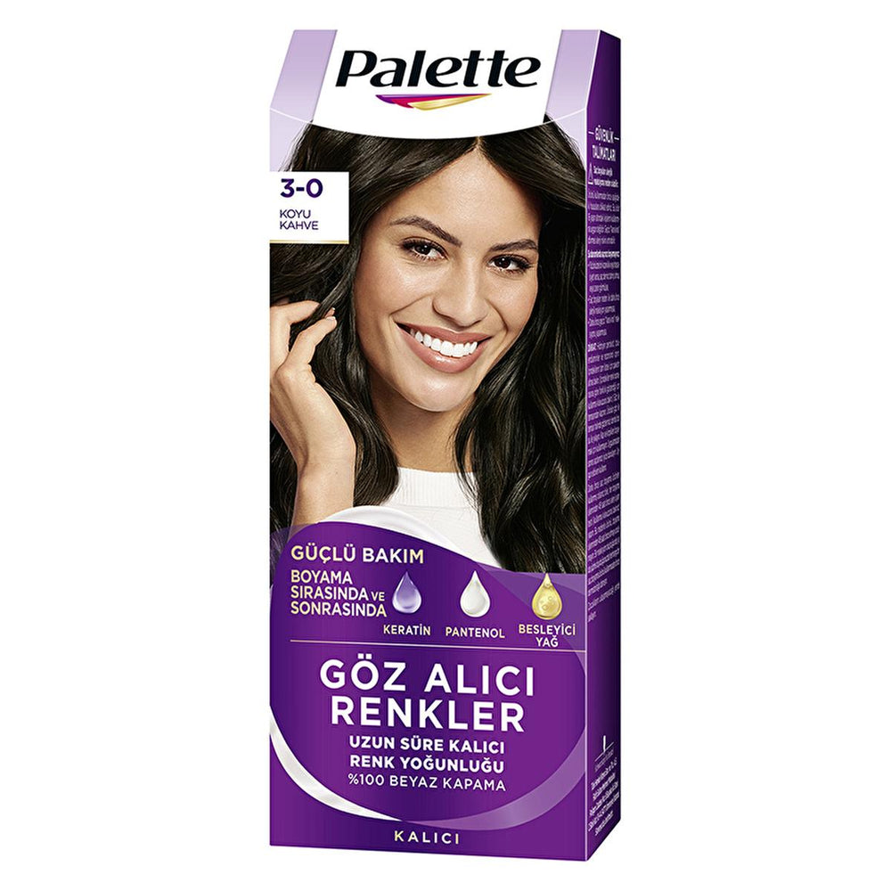 Palette Hair Dye - 3-0 Dark Brown with Keratin & Nourishing Oils for Vibrant Color - view 2
