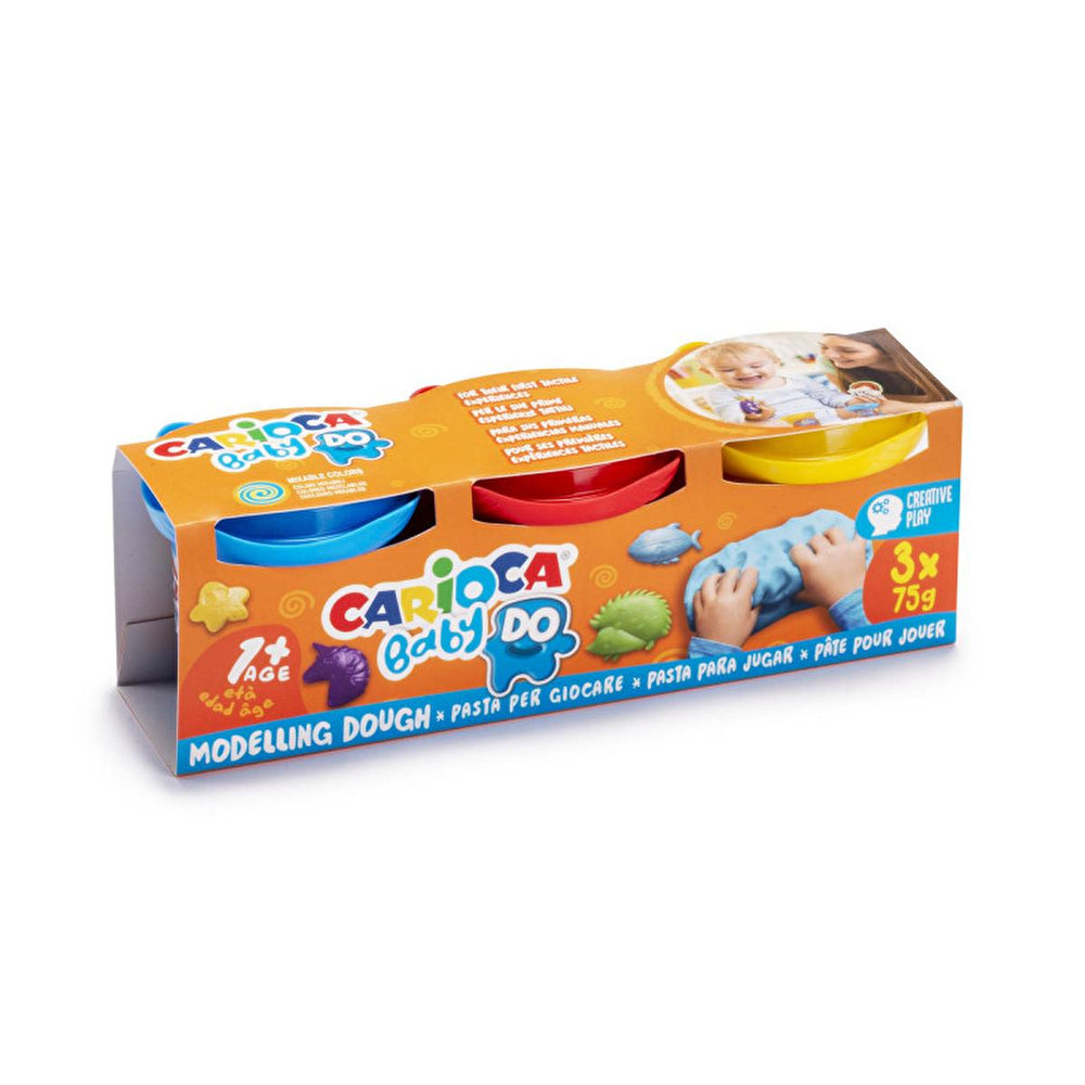 Carioca Modeling Dough for Kids - 3 Colors x 75g, Non-Toxic, Air-Dry, Creative Play Material for Children Aged 1+ - view 2