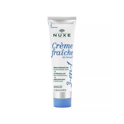 nuxe creme fraiche 3 in 1 moisturizer, nuxe creme fraiche makeup remover, nuxe skincare mask application Nuxe Crème Fraîche De Beauté 3 in 1 - Moisturizer + Makeup Remover | 100 ml Nuxe Creme Fraiche 3 in 1 Moisturizer & Makeup Remover nuxe, moisturizer, makeup-remover, skincare, 3-in-1, hydrating, softening, botanical, ai-generated, face-mask