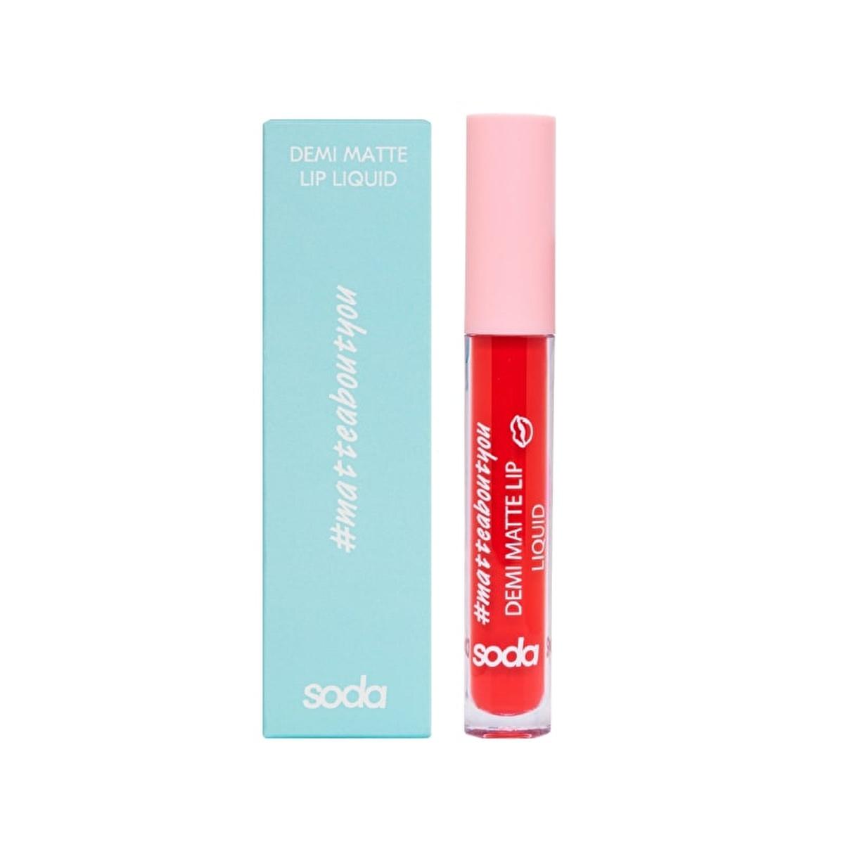 Soda Liquid Lipstick - Demi Matte Finish, Long Lasting &amp; Highly Pigmented Lip Color Soda Demi Matte Liquid Lipstick - Long Lasting &amp; Highly Pigmented liquid lipstick, demi-matte lipstick, long-lasting lip color, highly pigmented lipstick, easy apply lipstick, cosmetics, beauty products, lip care, makeup, lip color, demi-matte finish, vibrant lip color, comfortable lipstick, precise applicator