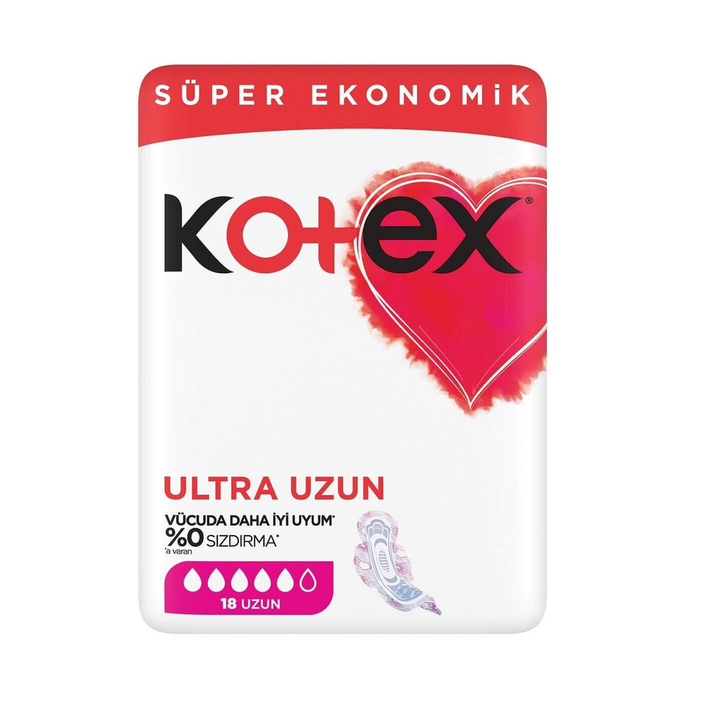 Kotex Ultra Long Sanitary Pads for Heavy Flow 18 Count