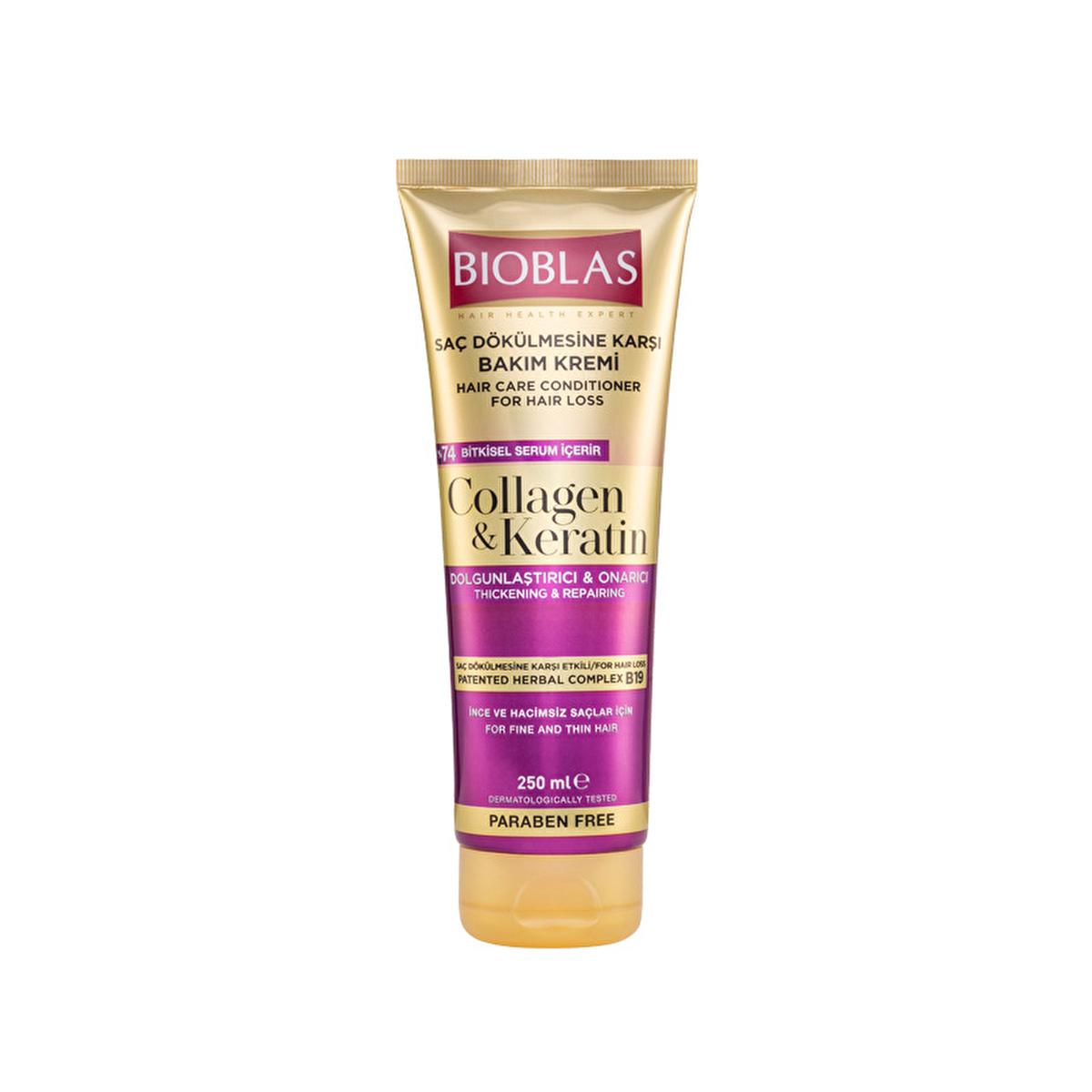 Bioblas Collagen & Keratin Hair Care Cream - Nourishes Fine Hair, Adds Volume & Shine - 8.45 fl oz Bioblas Collagen Hair Cream for Fine Hair hair care cream, collagen hair treatment, keratin hair cream, fine hair volumizer, daily hair nourishment, hair nourishment, hair repair, volumizing hair cream, lightweight hair care, non-greasy hair cream, collagen, keratin, hair health, hair shine, hair volume