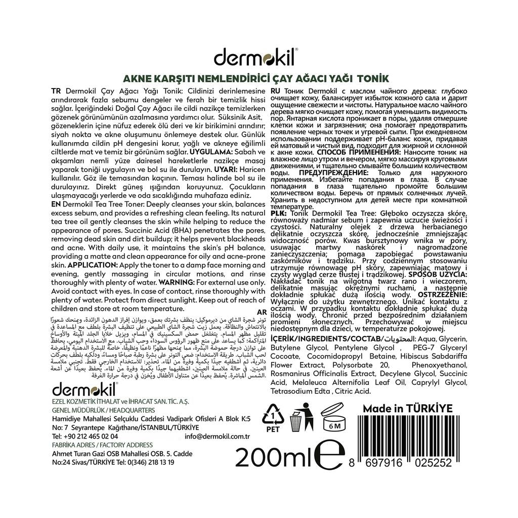 Dermokil Tea Tree Oil Clarifying Toner for Blemish-Prone Skin 200 ml