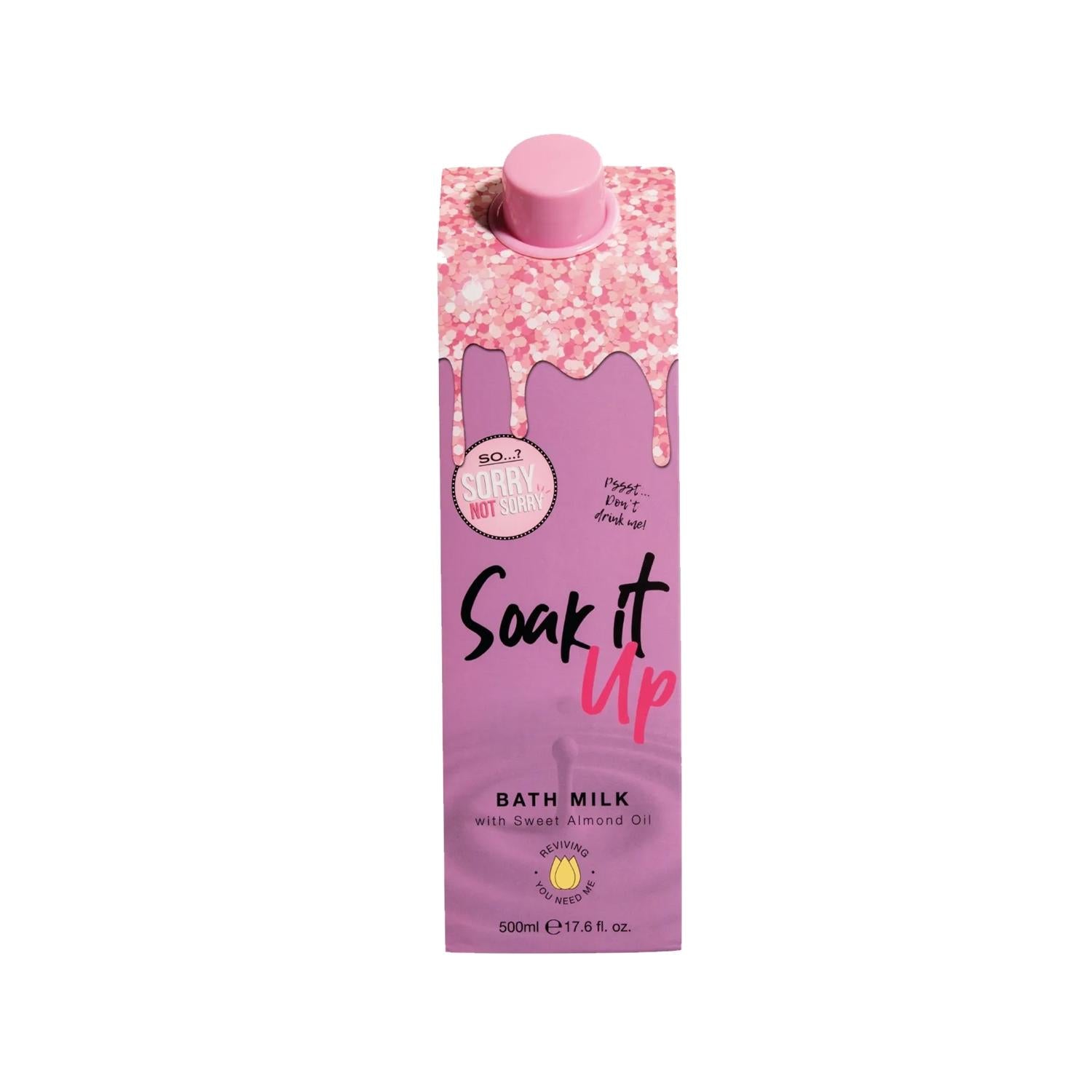 So...? Sorry Not Sorry Soak It Up Bath Milk 500ml - Moisturizing & Nourishing Bath Experience So...? Sorry Not Sorry Soak It Up Bath Milk 500ml bath milk, moisturizing bath products, So...? Sorry Not Sorry, Soak It Up, 500 ml bath milk, skincare, dry skin relief, nourishing bath, luxurious bath experience, hydration, skin care routine, bath essentials