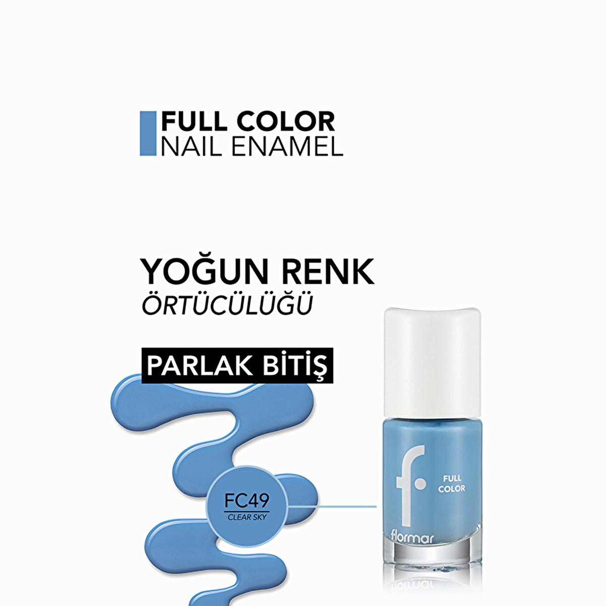 Flormar Full Color Extra Pigmented Nail Polish FC49 Clear Sky, Gök Mavisi vibrant nail polish from Flormar, Flormar nail polish bottle with clear sky shade Flormar Full Color Extra Pigmented Nail Polish - Clear Sky - Vibrant Gök Mavisi for Teenagers & Young Adults | 0.5 fl. oz. Flormar Full Color Extra Pigmented Nail Polish FC49 flormar, nail-polish, extra-pigmented, gok-mavisi, teenagers, young-adults, beauty, nail-care, colorful-nails, ai-generated