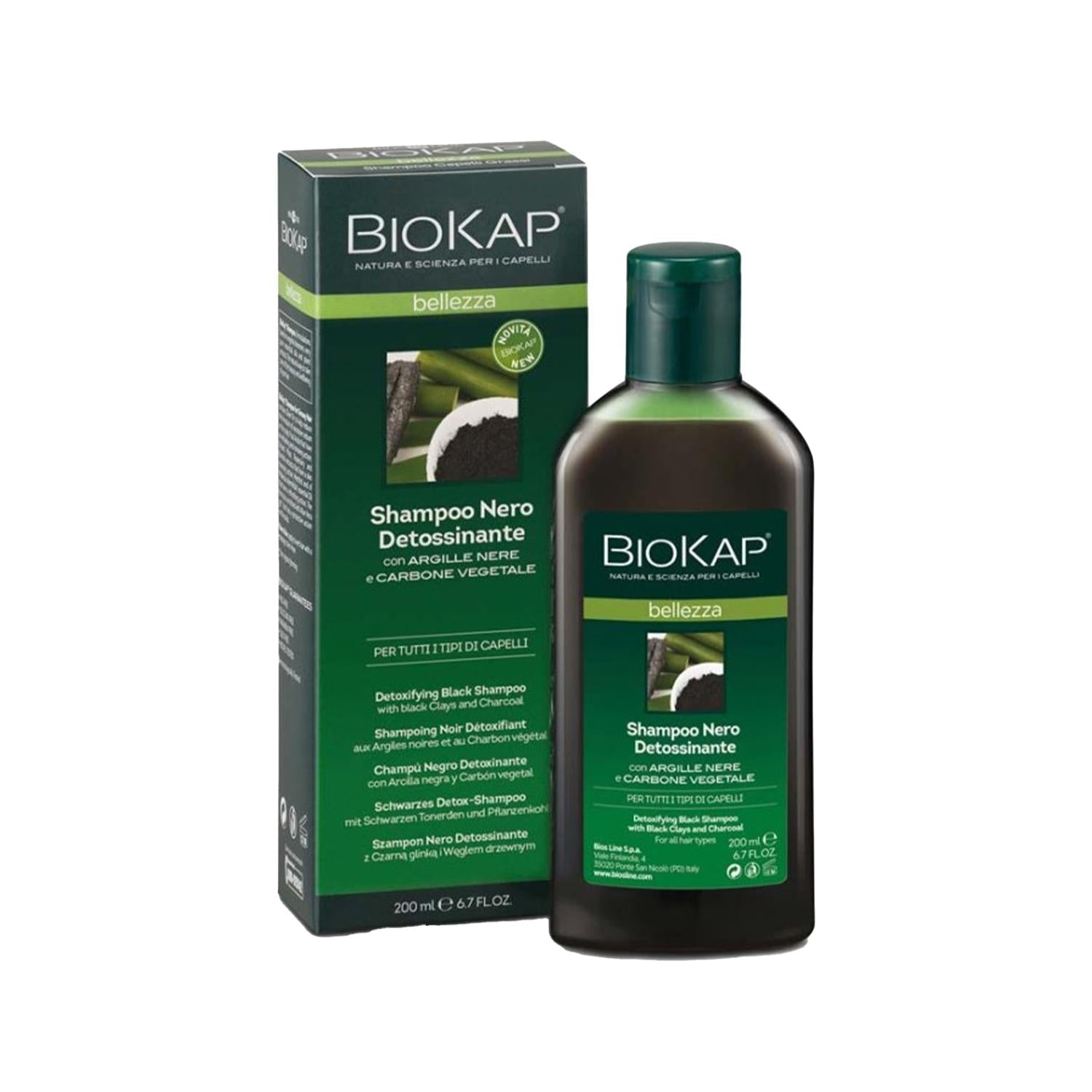 Biokap Bellezza Detoxifying Shampoo - 200ml Black Variant for Healthy Hair Care Biokap Bellezza Detox Shampoo - 200ml Detoxifying shampoo, Black shampoo, Biokap Bellezza, Natural hair care, Hair detox, Healthy scalp, Hair care products, Sulfate-free shampoo, Natural shampoo, Hair growth promotion