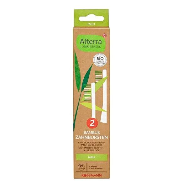Alterra Bamboo Toothbrush Double Pack Medium - Eco-Friendly Vegan Oral Care Alterra Bamboo Toothbrush - Eco-Friendly Oral Care Solution bamboo toothbrush, vegan toothbrush, eco-friendly oral care, natural toothbrush, sustainable dental hygiene, oral care, dental hygiene, eco-friendly, vegan, sustainable, natural, cruelty-free, green living, sustainable living, healthy gums, effective cleaning, medium hardness, double pack, bamboo handle, hazelnut oil bristles