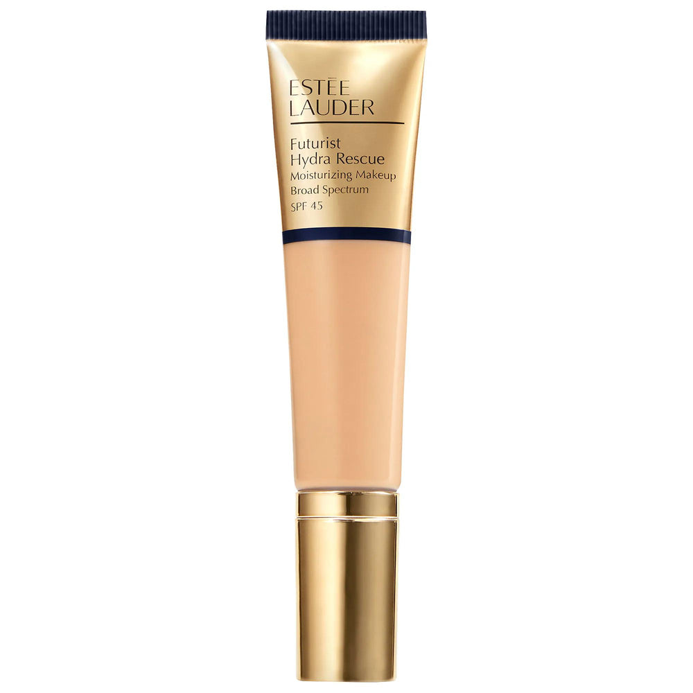 Estee Lauder Futurist Hydra Rescue SPF 45 Moisturizing Foundation: Radiant Finish, Hydrating & Sun Protection Estee Lauder Foundation SPF 45: Hydrating, Radiant Coverage moisturizing foundation SPF 45, radiant finish foundation, Estee Lauder foundation, hydrating foundation, foundation for dry skin, medium coverage foundation, long lasting foundation, foundation with vitamin E, sunscreen foundation, Futurist Hydra Rescue Foundation, foundation, makeup, face makeup, beauty, cosmetics, skincare, sun protectio